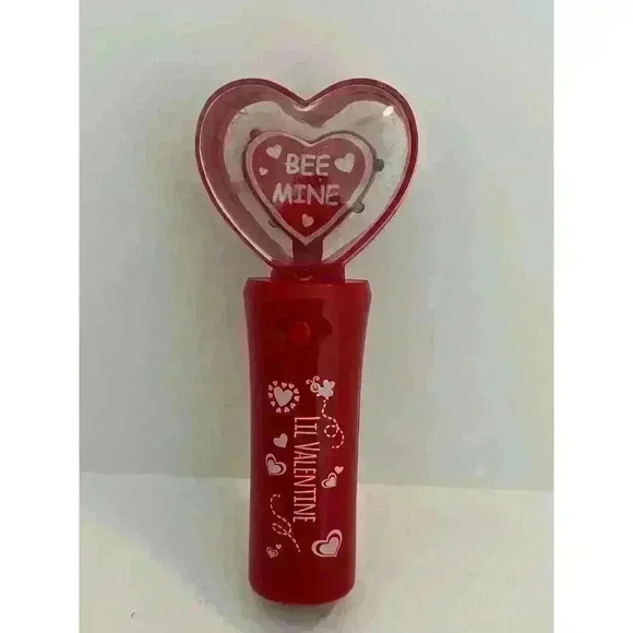 Kid's Spinning LED Lights Valentine Themed LOVE Hand Held Fan Red - Picture 1 of 5